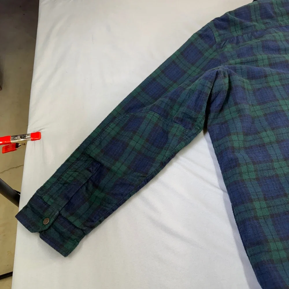 LLBean Plaid‎ Sherpa Lined Flannel Shirt Jacket Men's XXL Tall Blue Green WOW!!!
